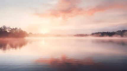 Obraz na płótnie Canvas A Serene Blurred Background: Secluded Lake