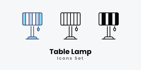 Table Lamp icon thin line and glyph vector icon stock illustration