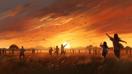 A Serene Field: People Engaging in Games