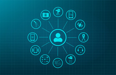 Fototapeta premium Vector illustration on a blue background.