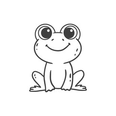 cute cartoon frog in doodle style on a white background.