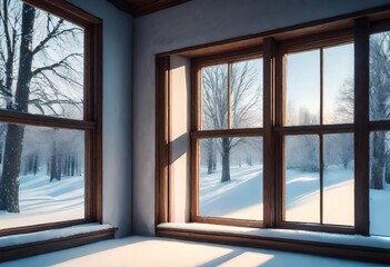 view from window with snowfall
