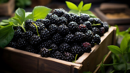 blackberries in a basket on the table