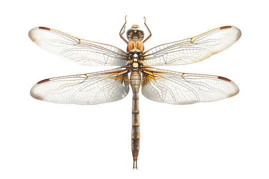 Detailed Dragonfly Macro Photography - Isolated on Transparent White Background PNG
