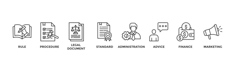 Guideline banner web icon vector illustration concept with icon of rule, procedure, legal document, standard, administration, advice, finance, marketing	