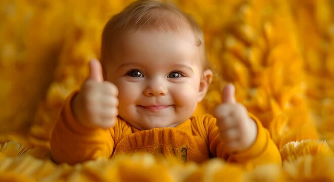 Smiling Baby Gives Thumbs Up