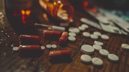 Fotobehang a table with pills © progressman