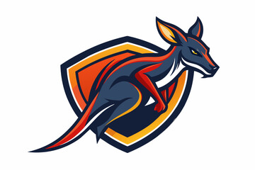 A sports team logo featuring a kangaroo vector art illustration