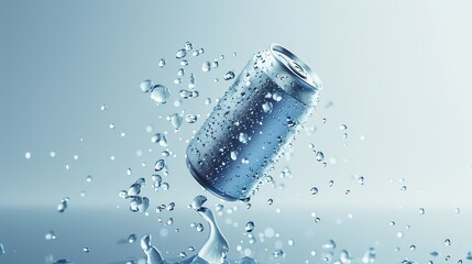 a can of soda with water droplets on it's surface
