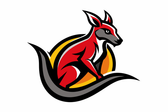 A sports team logo featuring a kangaroo vector art illustration