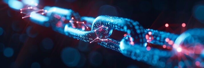 A chain with a blue link - obrazy, fototapety, plakaty