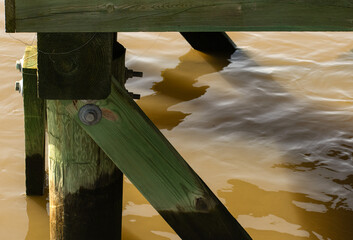 green wooden dock in dirty water 