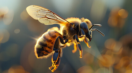 Cinematic, photo of a flying bee, phantom highspeed camera