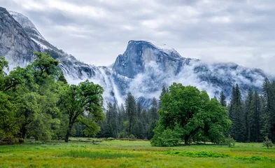 Schapenvacht deken met patroon Half Dome Yosemite Half Dome Storm
