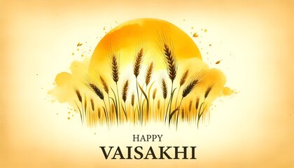 Watercolor illustration for vaisakhi with wheat stalks.