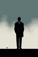 Fototapeta premium A man in a suit stands in front of a cloud of smoke