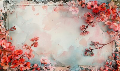 Copper frame on watercolor background, space for text