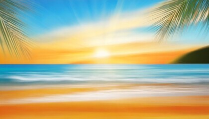 Fototapeta na wymiar summer holiday concept abstract blur beach sunset texture background