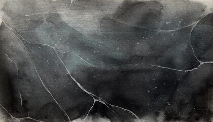 black watercolor background with marbled dark gray cracks and wrinkled creases on old grainy paper in abstract painted vintage wallpaper