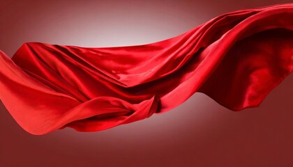 flying red silk fabric waving satin cloth isolated on background