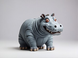 Handmade plasticine clay cunning funny animal hippo for children