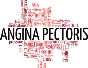 Angina Pectoris word cloud conceptual design isolated on white background.
