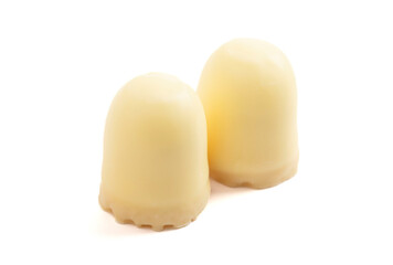 White Chocolate Covered Marhsmallows with a Waffer Base Known as Chocolate Kisses or Schokokuss Isolated on a White Background