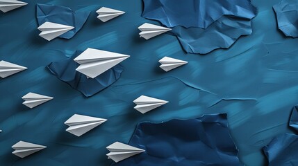 A business competitor advantage illustrated by a paper plane taking a new direction, representing leadership and innovative competition solutions