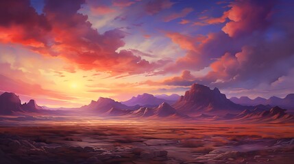 Twilight Splendor: Desert Landscape at Dusk     