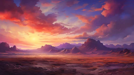 Meubelstickers Twilight Splendor: Desert Landscape at Dusk      © Huzaifa