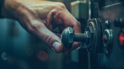 A conceptual image of a hand adjusting a knob to reduce waste and optimize production, encapsulating the principles of lean manufacturing and value creation  - obrazy, fototapety, plakaty