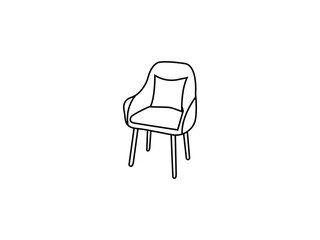 Different types of dining, office, and restaurant chairs outline a vector design.