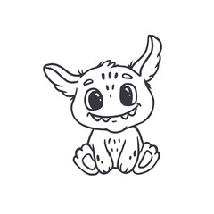 Cute cartoon monster on white background.Icon monster.Happy Alien.Coloring.Doodle Funny monster.Vector illustration
