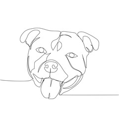 Staffordshire Bull Terrier, English Staffy, dog breed, companion dog one line art. Continuous line drawing of friend, dog, doggy, friendship, care, pet, animal, family, canine.