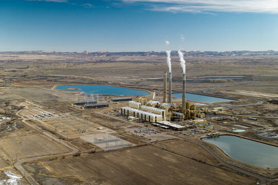 Aerial View Coal Power Plant in Rural Landscape with Mountains in Background – Utah