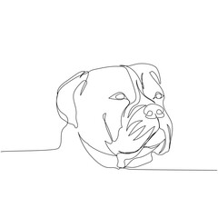 American Bulldog dog breed, companion dog, guard dog one line art. Continuous line drawing of friend, dog, doggy, friendship, care, pet, animal, family, canine.