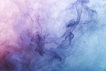 A tranquil and dreamy combination of soft blue and gentle mauve smoke, creating a peaceful and serene scene over white - obrazy, fototapety, plakaty