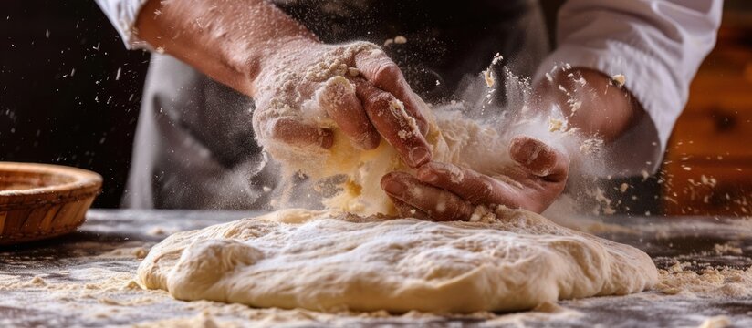 cheff is making bread dough