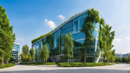 Fototapeta na wymiar Ecofriendly building in the modern city Sustainable