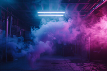 An otherworldly mix of neon violet and electric cyan smoke, transporting viewers to a futuristic...