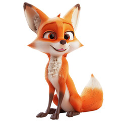 A cartoon fox is sitting on a white background