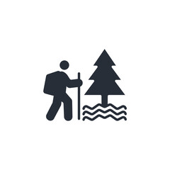 Hiking icon. vector.Editable stroke.linear style sign for use web design,logo.Symbol illustration.