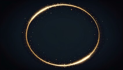 glowing golden circle on black background with copy space, space for text and design