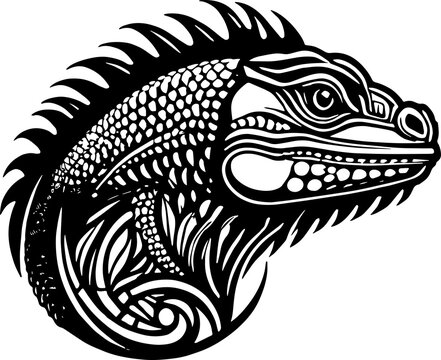 Iguana or lizard icon isolated on white background