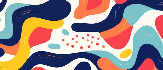 Keuken spatwand met foto Fundo abstrato com ondas curvas e formas simples colorido com cores primarias - Papel de parede © Vitor