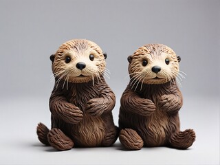 Handmade plasticine clay happy funny cartoon animal otter beaver toy for children