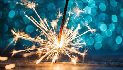 new year s sparkler on a blue background