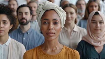 Fototapeta premium Diverse Group of Professionals Engaging with Camera Generative AI