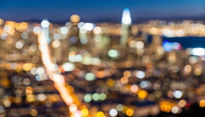 blurred abstract bokeh background of san francisco city lights at night