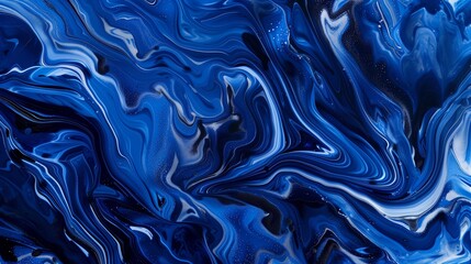 Ethereal Blue Swirls: A Luxurious Marble Ink Texture Featuring Deep, Enchanting Blue Patterns on an Abstract Background.